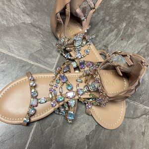 Embellished Taupe Women’s Jewel Gladiator Sandals